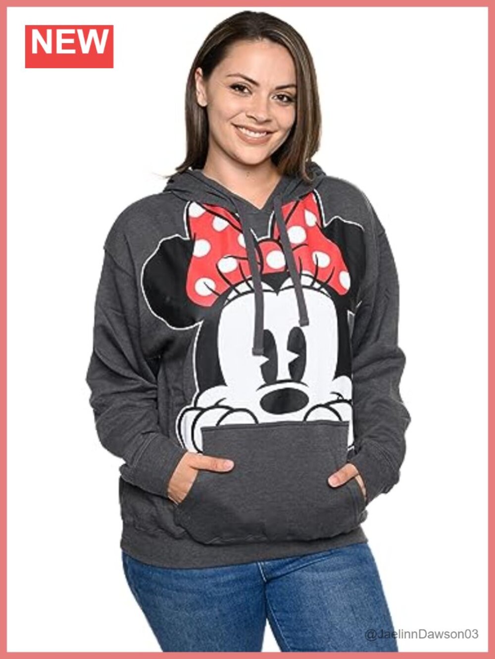 Minnie Mouse Peeking Pullover Hoodie Sweatshirt Fleece Kangaroo Pocket
